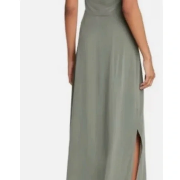 L'AGENCE Olive Green Halter Silk Button-Front Maxi Dress - Picture 2 of 4